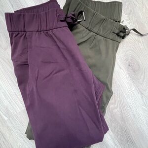 LULULEMON…2 pairs for 1! BURGUNDY AND OLIVE pants SIZE 4